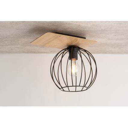 Lustre monté en surface CYBER 1xE27/60W/230V bois/noir