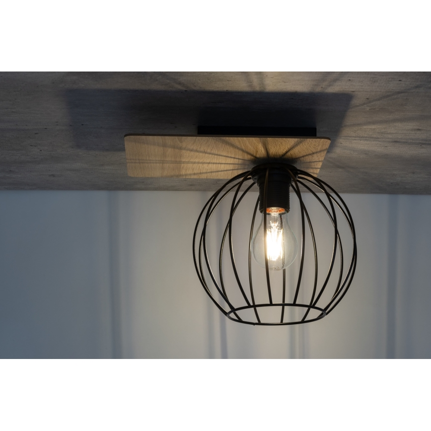 Lustre monté en surface CYBER 1xE27/60W/230V bois/noir