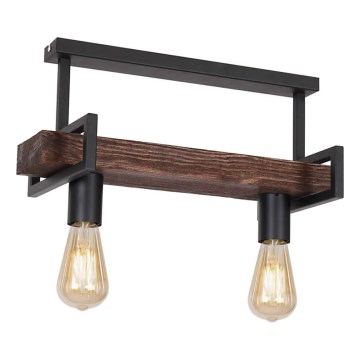 Lustre monté en surface HARD 2xE27/11W/230V bois/noir