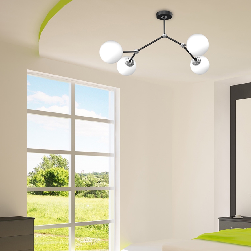 Lustre monté en surface JOY 4xE14/40W/230V noir/chrome brillant
