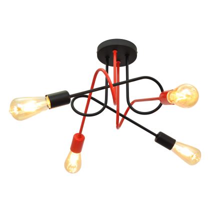 Lustre monté en surface OXFORD 4xE27/15W/230V noir/rouge