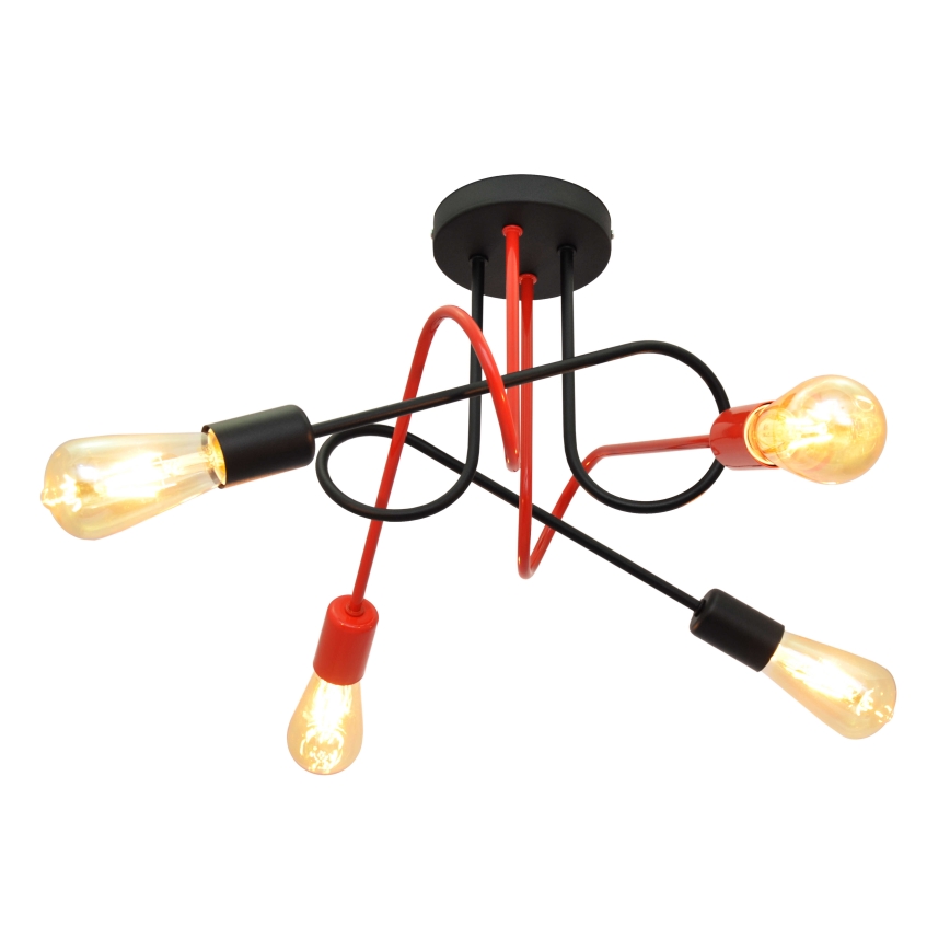 Lustre monté en surface OXFORD 4xE27/15W/230V noir/rouge