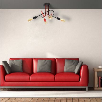Lustre monté en surface OXFORD 4xE27/15W/230V noir/rouge