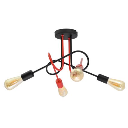 Lustre monté en surface OXFORD 4xE27/15W/230V noir/rouge