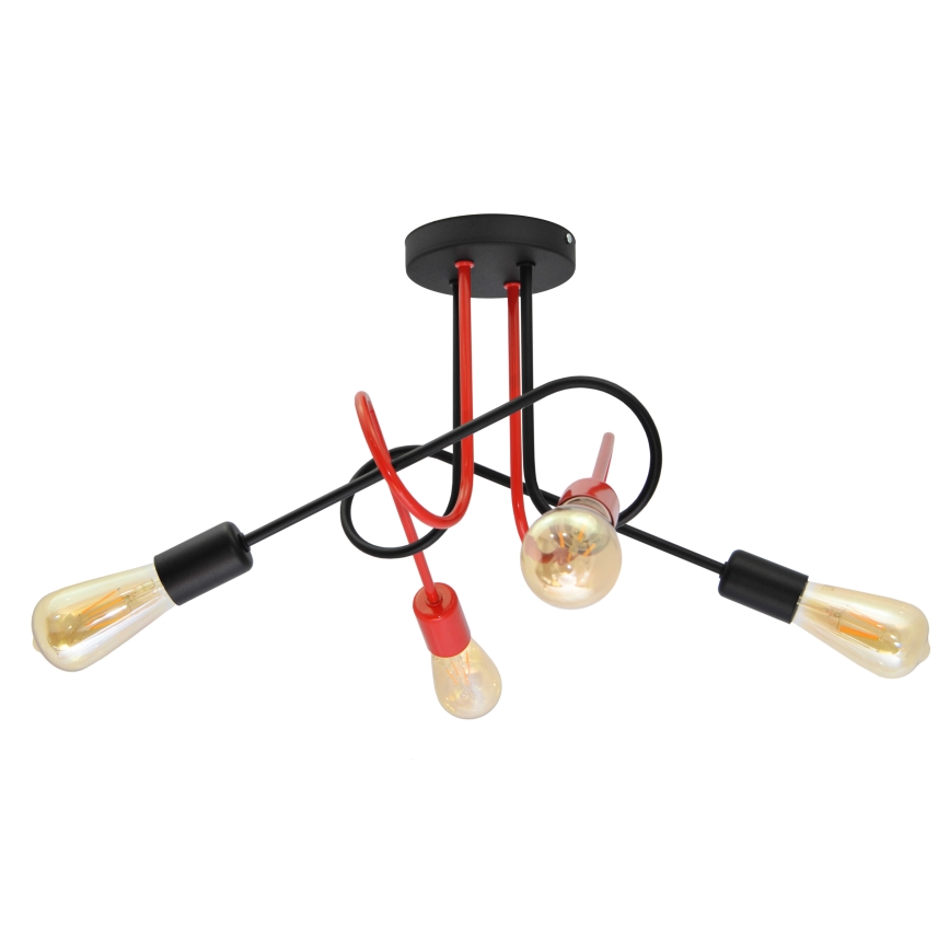 Lustre monté en surface OXFORD 4xE27/15W/230V noir/rouge