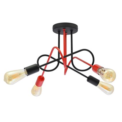 Lustre monté en surface OXFORD 4xE27/15W/230V noir/rouge