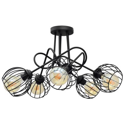 Lustre monté en surface OXFORD 5xE27/15W/230V noir
