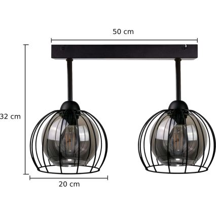 Lustre monté en surface SOLO BLACK 2xE27/60W/230V