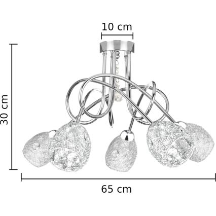 Lustre monté en surface TWIST CRYSTAL 5xE14/40W/230V