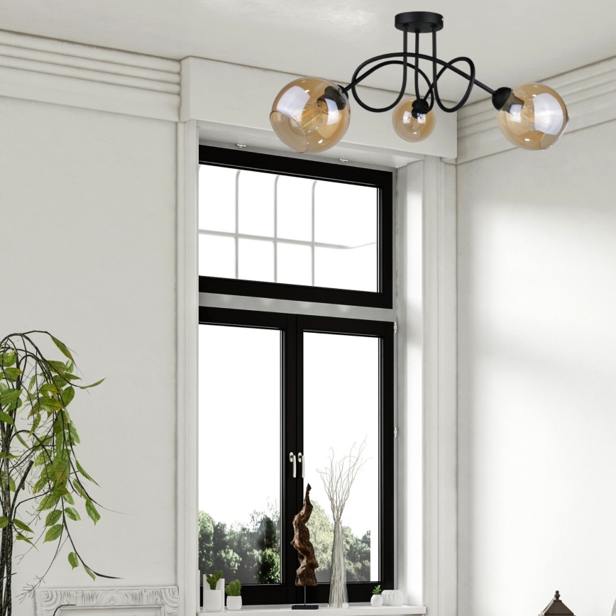 Lustre monté en surface VENUS BLACK 3xE27/60W/230V