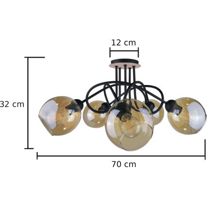 Lustre monté en surface VENUS WOOD 5xE27/60W/230V