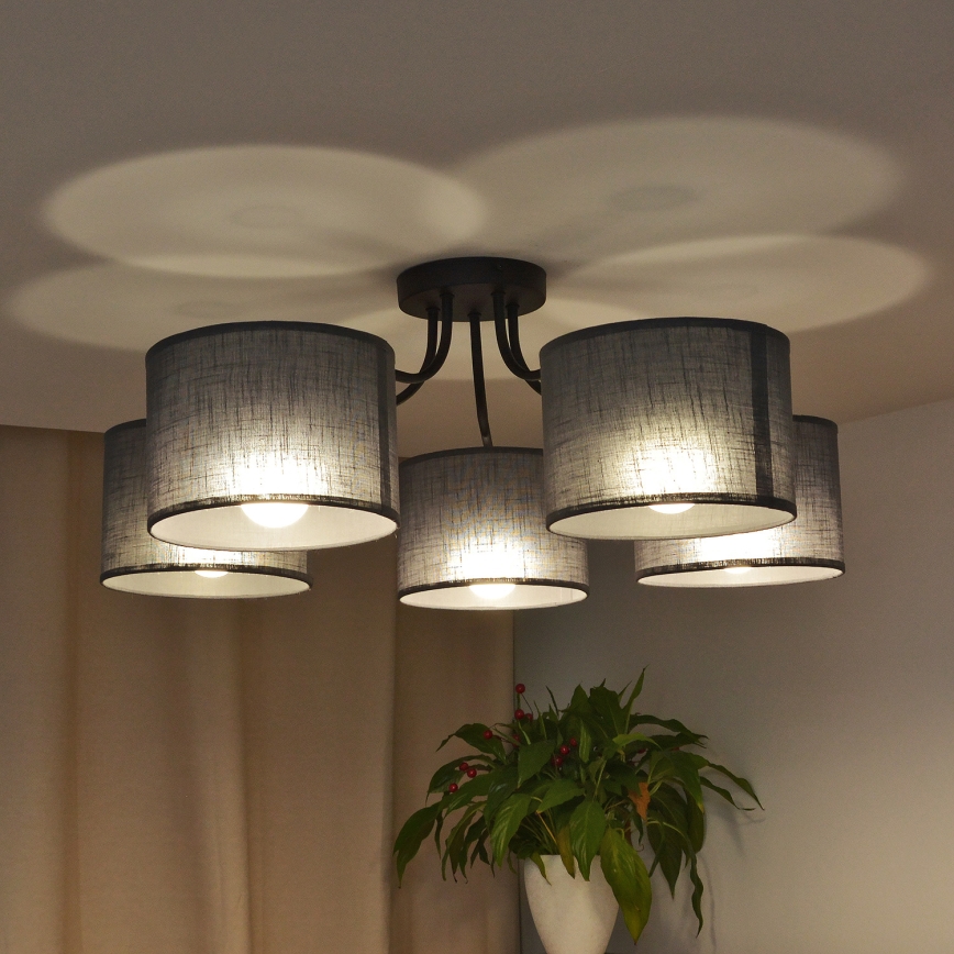Lustre plafonnier ALBA 5xE27/15W/230V gris