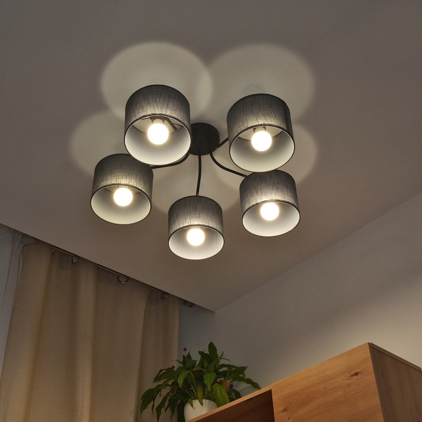 Lustre plafonnier ALBA 5xE27/15W/230V gris