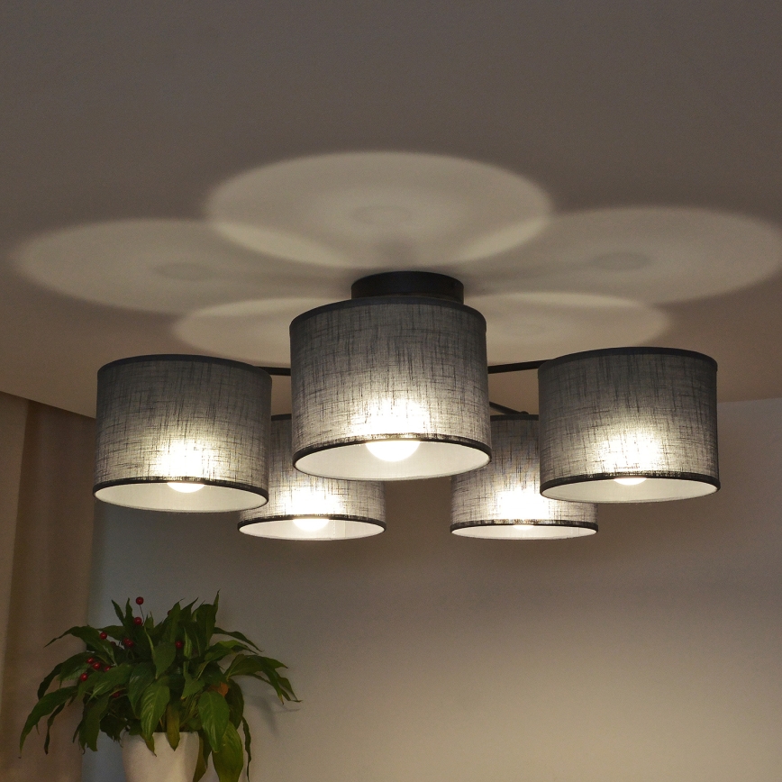 Lustre plafonnier ALBA 5xE27/15W/230V gris