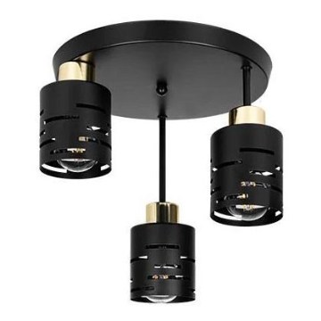Lustre plafonnier ELEN 3xE27/35W/230V noir/doré
