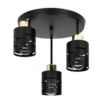 Lustre plafonnier ELEN 3xE27/35W/230V noir/doré