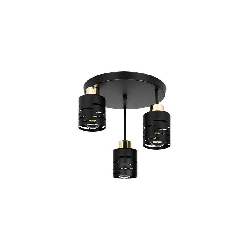 Lustre plafonnier ELEN 3xE27/35W/230V noir/doré