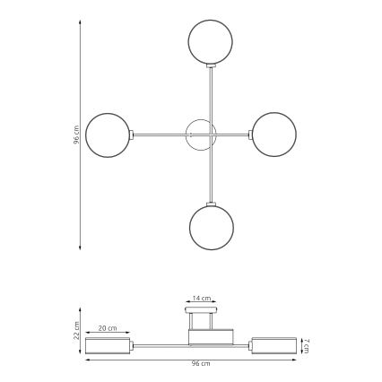 Lustre plafonnier MAGA 4xE14/10W/230V noir/marron/gris