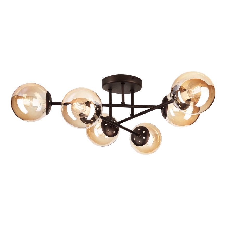 Lustre plafonnier MALENA 6xE14/5W/230V marron/beige fumé