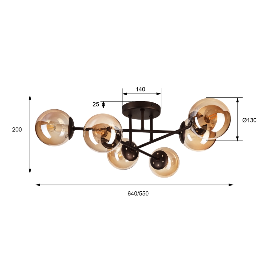 Lustre plafonnier MALENA 6xE14/5W/230V marron/beige fumé