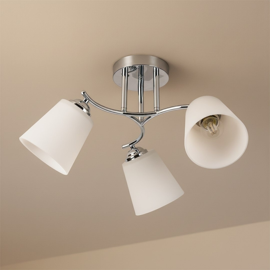 Lustre plafonnier PAFOS 3xE27/15W/230V, chrome brillant