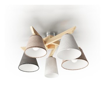 Lustre plafonnier YOKE 5xE14/40W/230V bois naturel