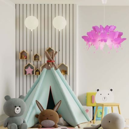 Lustre pour chambre d'enfant FARFALLA 1xE27/60W/230V rose