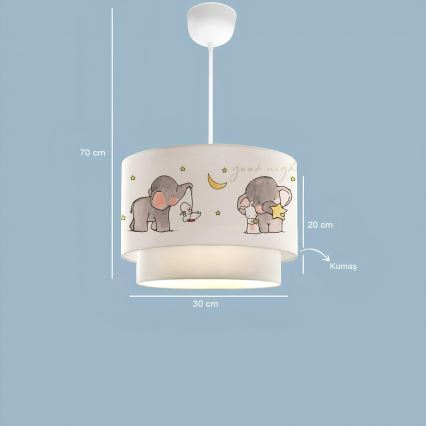 Lustre pour enfant CANDY 1xE27/40W/230V blanc/gris