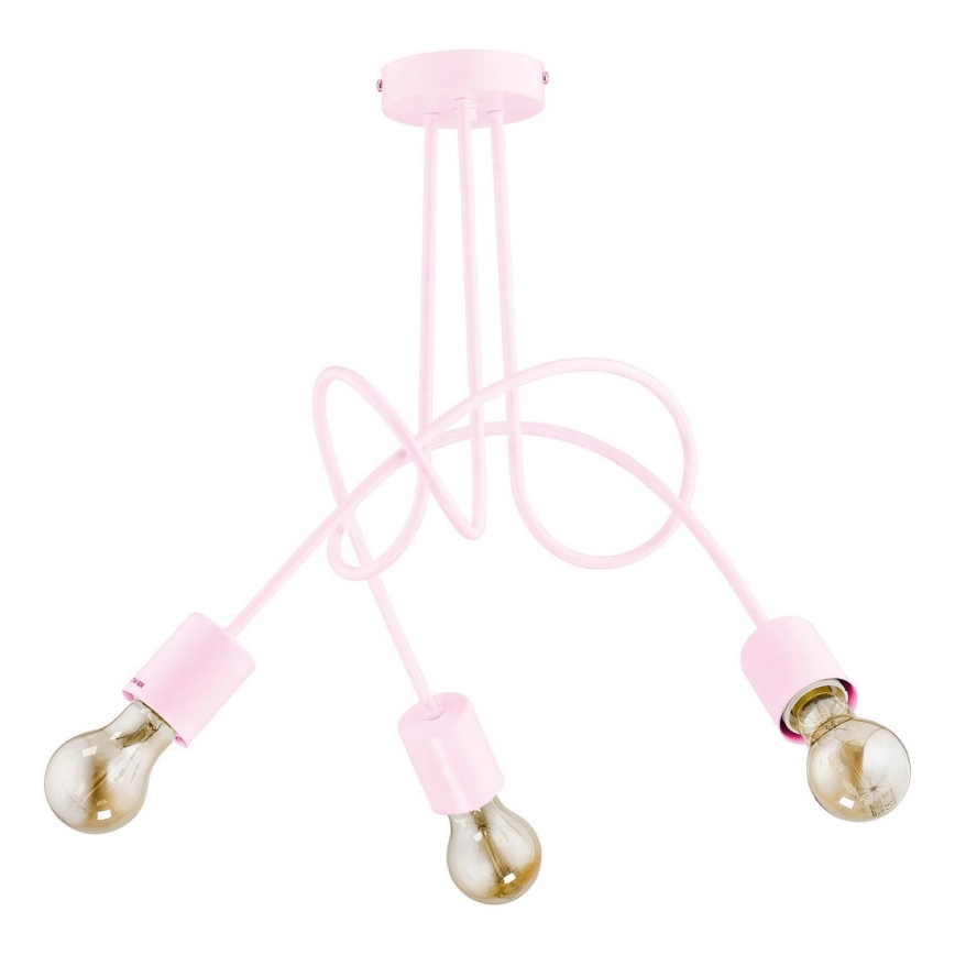 Lustre pour enfant monté en surface TANGO 3xE27/60W/230V rose