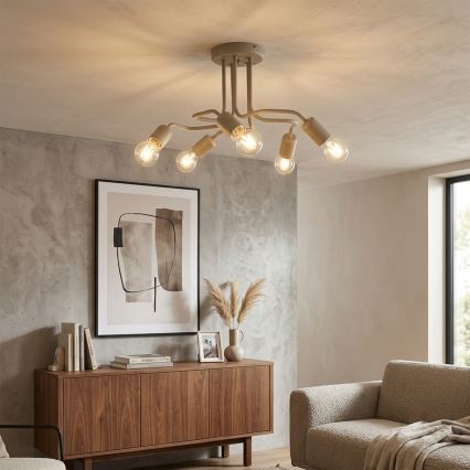 Lustre semi-plafonnier CHARLIE 5xE27/15W/230V beige