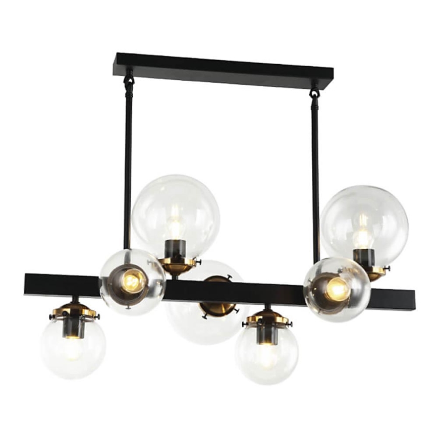 Lustre sur barre HYPERION 7xE27/7W/230V noir/transparent