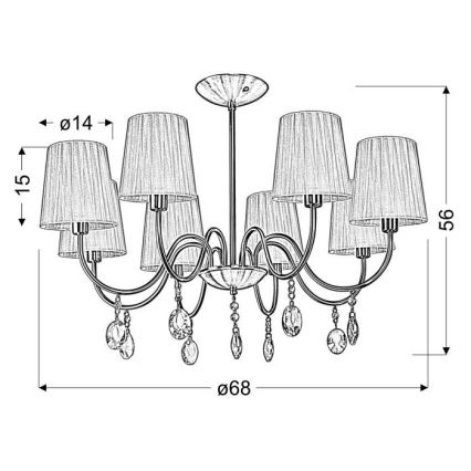 Lustre sur barre SORENTO 8xE14/40W/230V noir