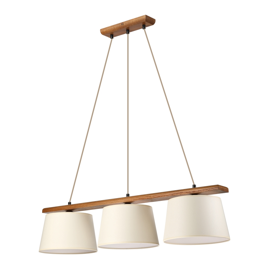 Lustre sur câble AIDA 3xE27/15W/230V, Ø 25 cm, chêne/crème