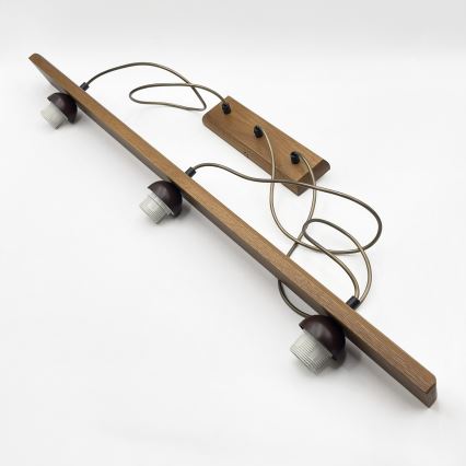 Lustre sur câble AIDA 3xE27/15W/230V, Ø 25 cm, chêne/crème