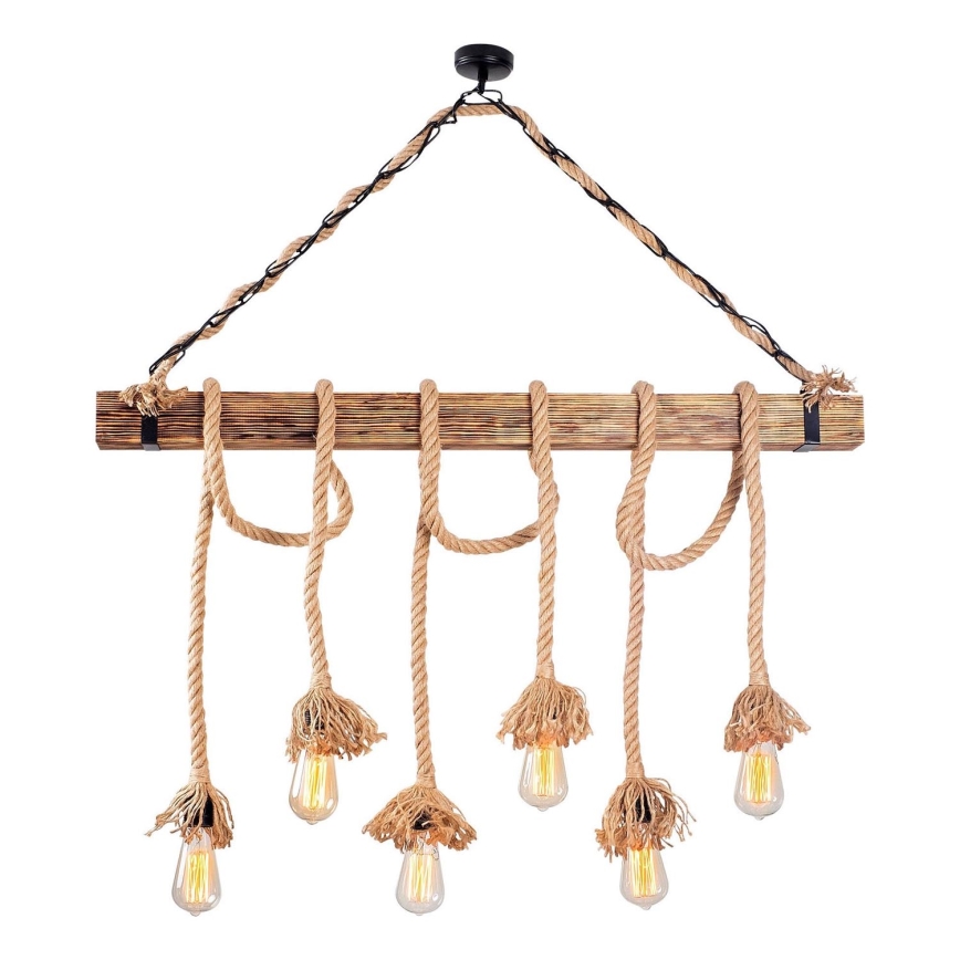 Lustre sur câble EREBOS 6xE27/40W/230V marron