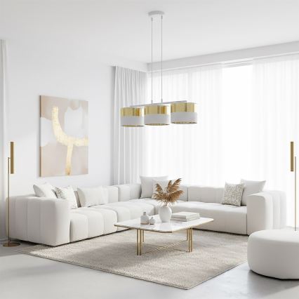 Lustre sur câble LUX 3xE27/15W/230V blanc/doré