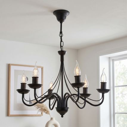 Lustre sur chaîne ANTON 6xE14/60W/230V noir