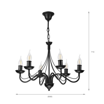Lustre sur chaîne ANTON 6xE14/60W/230V noir