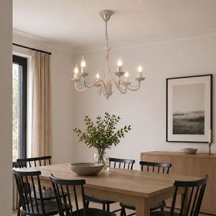 Lustre sur chaîne ANTON 6xE14/60W/230V patine blanche