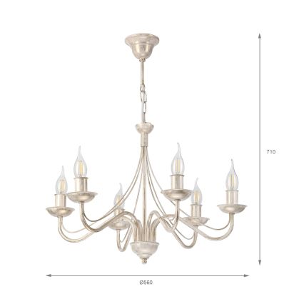 Lustre sur chaîne ANTON 6xE14/60W/230V patine blanche