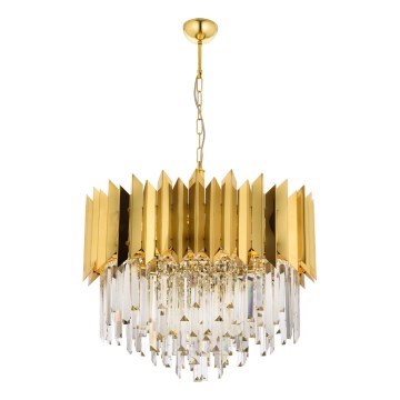 Lustre sur chaîne CRYSTALLINE 8xE27/40W/230V doré