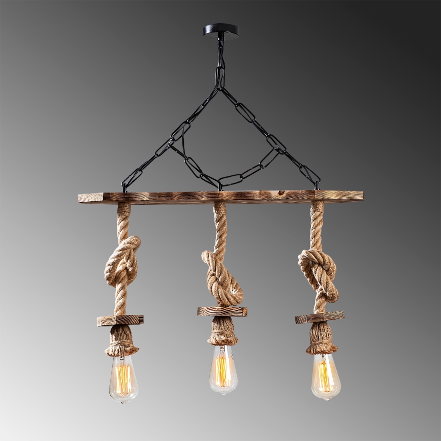 Lustre sur chaîne EREBOS 3xE27/40W/230V marron