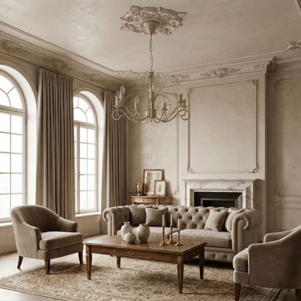 Lustre sur chaîne MAURO 7xE14/15W/230V beige