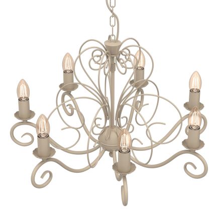 Lustre sur chaîne MAURO 7xE14/15W/230V beige