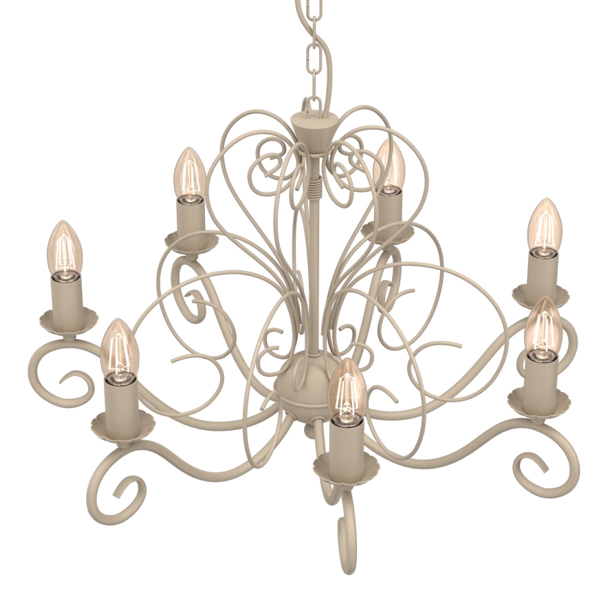 Lustre sur chaîne MAURO 7xE14/15W/230V beige