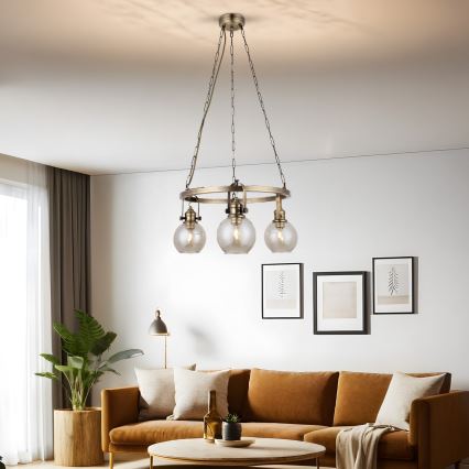 Lustre sur chaîne POLINO 3xE27/40W/230V, bronze