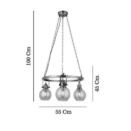 Lustre sur chaîne POLINO 3xE27/40W/230V, bronze