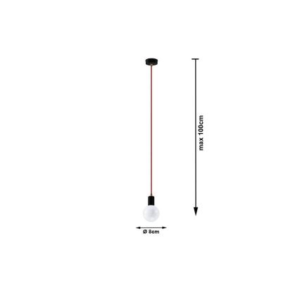 Lustre sur fil EDISON 1xE27/60W/230V noire, rouge