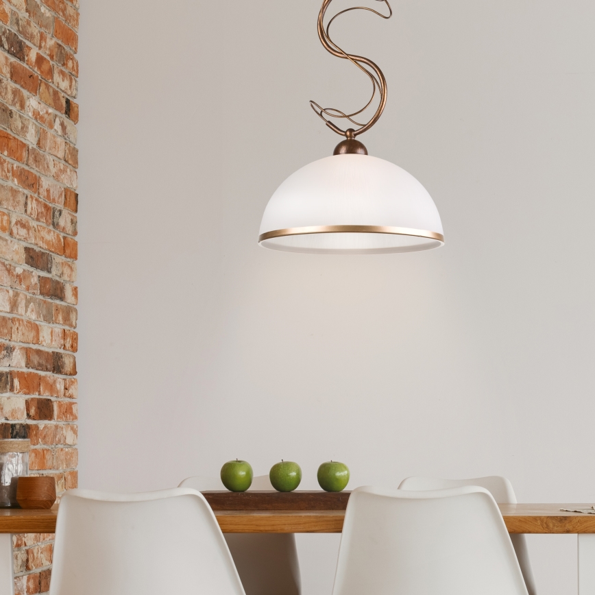 Lustre sur tige COBRA 1xE27/60W/230V Ø 30 cm, bronze patiné