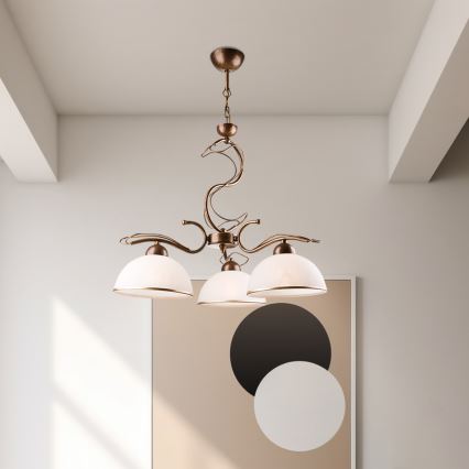 Lustre sur tige COBRA 3xE27/60W/230V bronze/patiné